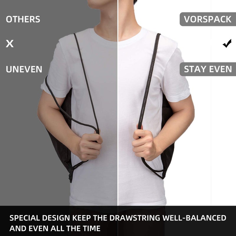 Vorspack Drawstring Backpack Water Resistant String Bag Sports Sackpack Gym Sack with Side Pocket for Men Women - Blue - Image 5